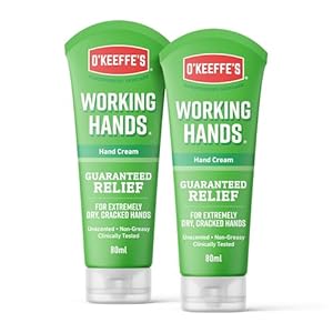 O’Keeffe’s Working Hands, 80ml Tubes (2 Pack) – Hand Cream for Extremely Dry, Cracked Hands | Instantly Boosts Moisture Levels, Creates a Protective Layer & Prevents Moisture Loss