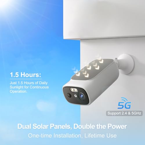Image of 5G WiFi Security Cameras Wireless Outdoor, Camera for Home Security | AI Motion Detection, Color Night Vision, SD Card /Cloud Storage, Waterproof, Work with Alexa /Google Home