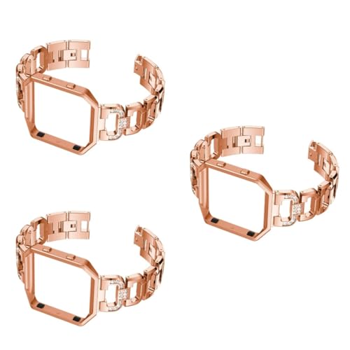 Bracelet de montre en acier inoxydable or rose avec strass Uonlytech lot de 3