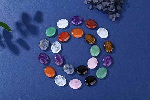 Laidanla 5Pcs Healing Crystals Palm Stone Set Rose Quartz Amethyst Obsidian Clear Quartz Green Aventurine Oval Power Crystal Polished Natural Stones Pocket Gemstone For Meditation Stress Relief #TOP2