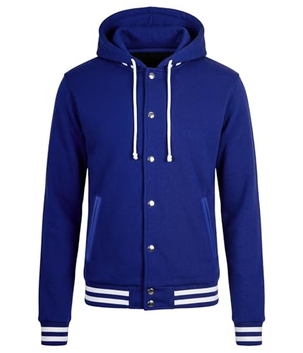 Image of Decrum Hooded Varsity Jacket Men - Fashion Trendy Casual High School Baseball Letterman Mens Hoodie Bomber Jackets