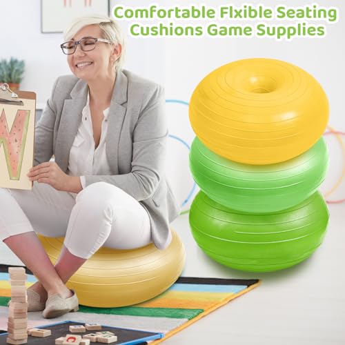Image of Lewtemi 4 Pcs Flexible Seating for Classroom Elementary 20 Inch Yoga Ball Chair Inflatable Donut Ball Chair with Inflator for Kids Student Sensory Balance Office Exercise(Elegant Color)