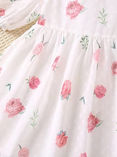 Image of TAGAS Girls Swiss Dot Floral Print Dress Sleeve Less Round Neck Elastic Waist Dress for Girls(KD-399)