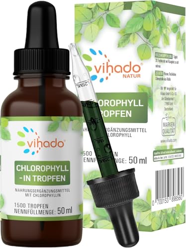 Vihado flüssige Chlorophyll Tropfen aus reinem Alfalfa - mit Quellwasser ohne Zusatzstoffe 50 ml (1.500 Tropfen)
