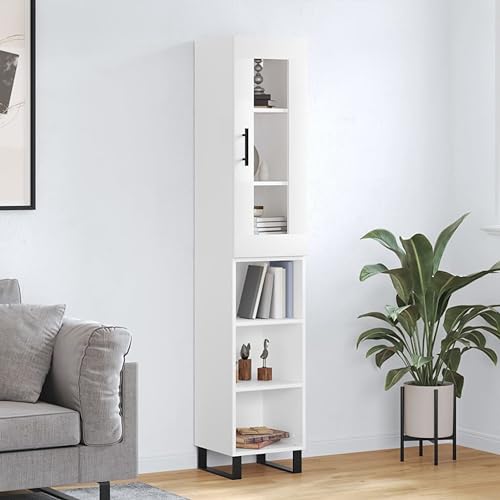 Xichuzi Aparador Alto Madera contrachapada Blanco 34,5x34x180 cm, Aparadores para Salon, Aparador Entrada Recibidor, Aparador Cocina, Vitrinas para Salon, Muebles Auxiliares 3199385