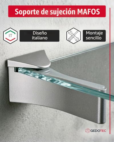 Soporte de estantería Gedotec metálico de diseño premium en acabado plata anodizado 7