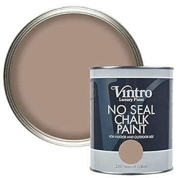Vintro | No Seal Chalk Paint | Light Brown | Interior & Exterior Use | Furniture | Walls | Wood | Metal | 1 Litre (Cafe au Lait)