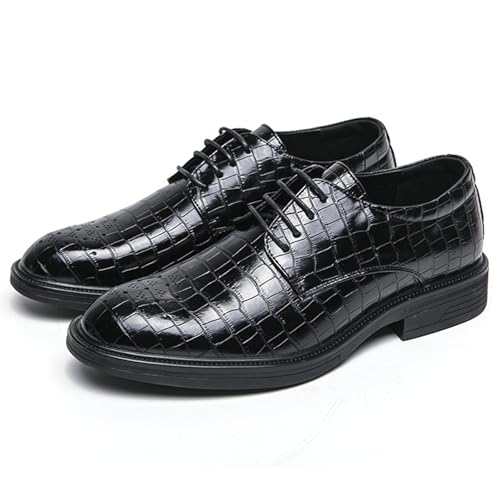 Mens Modern Fashion Oxfords Dress Shoes, Round Toe Lace-up Business Derby Classic Tuxedo Shoes