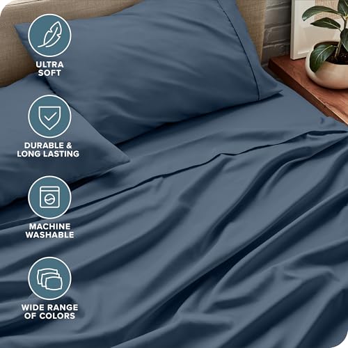 Microfibre ultra douce 1800 parure de lit hydrobrossée lit simple bleu