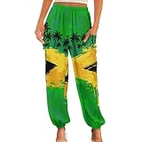 Forchrinse Jamaican Palm Tree Yoga Jogger Pants for Women Loose Sweatpants Casual Comfy Harem Pants Plus Size Womens Palazzo Pants with Pockets, Small