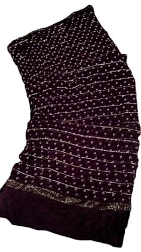Image of Women's Pure Viscose Bandhej Print Georgette Saree with Silver Border & Blouse Peice