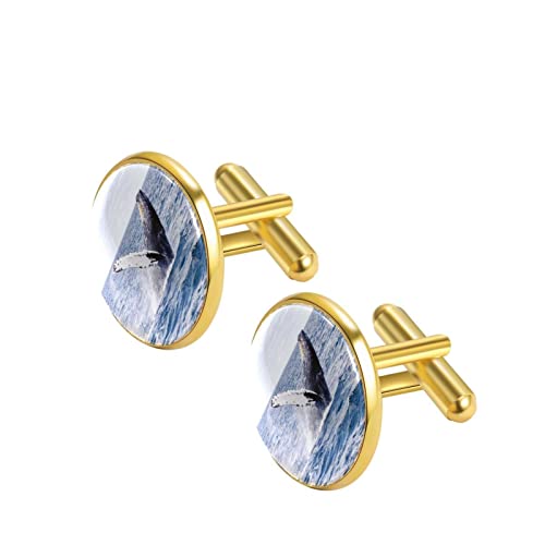 Walvissen draaien in zee Manchetknopen voor mannen set gepersonaliseerd - Image 3