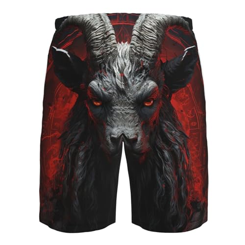 Satanic Demon Goat Dark red Mens Swim Trunks Swim Board for Teen Shorts Surf Swimming Beach Trunks Small2