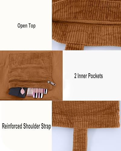 Image of 2026 Corduroy Tote Bag with Zipper Large Casual Handbags Shoulder Purse for Women