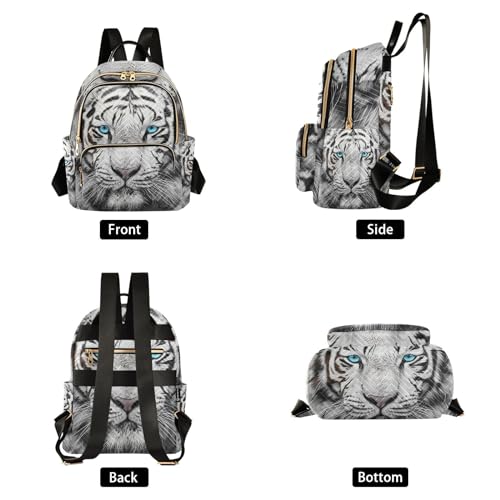 Image of White Tiger Animal Mini Backpack Fashion Backpack Purse for Women,Handbag Shoulder Bag Casual Daypack, Ladies Gift for College Work (M)