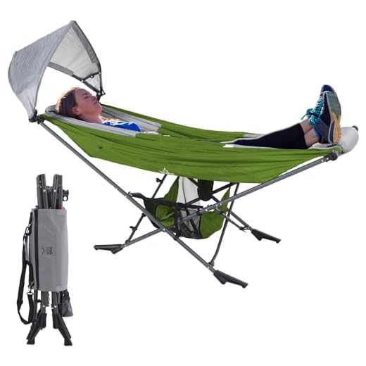 Mock ONE - Indoor Hammock Stand Portable Folding Self-Isolation In Style, All-Inclusive Design for Indoor, Patio, Garden, Home Recreation Activities, and Festivals, Green/Gray