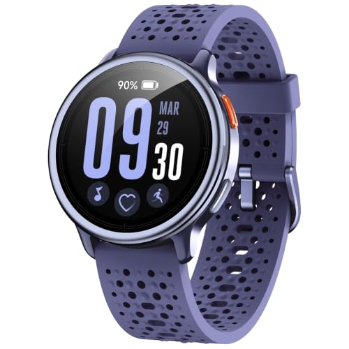 Reloj Inteligente Mujer 1.27" Smartwatch Mujer Redondo 2 Correas, Monitor de Sueño Funciones de Salud y Fitness 120+ Modos Deportivos 3ATM Impermeable para iPhone/Samsung/Android Morado
