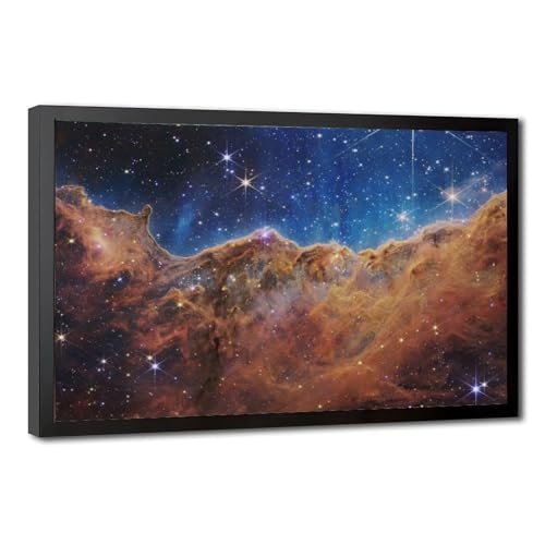 Impression sur toile de la nébuleuse Carina avec cadre suspendu élégant en bois
