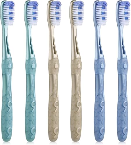 Oralphi Smiling Guardian - Cepillo de dientes con cerdas medianas para adultos, Cerdas medianas en espiral, sin BPA, Eliminación profunda de la placa con gran poder de limpieza - 6 Ud