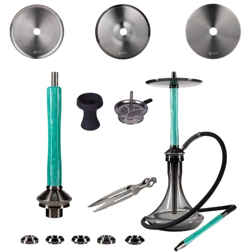 Adina Hookah Motion Shisha Komplett-Set I 20+ Blow-Off Varianten I 58 cm Edelstahl & Epoxidharz I Glas Bowl I 2 Tauchrohre I Farbe: Black/Mint oder Black/Black (Black/Mint) Adina Hookah Motion Shisha Komplett-Set I 20+ Blow-Off Varianten I 58 cm Edelstahl & Epoxidharz I Glas Bowl I 2 Tauchrohre I Farbe: Black/Mint oder Black/Black (Black/Mint)