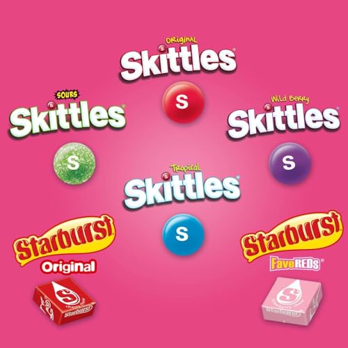 SKITTLES & STARBURST Assorted Candy Variety Pack for Holidays, Gifts, Parties, Candy Assortment, 62.79 oz (30 Count) Bulk Box