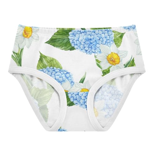 Cotton Girls Underwear Toddlers Blue Hydrangeas White Girl Panties Cute Fun Kids Briefs Undies 2t