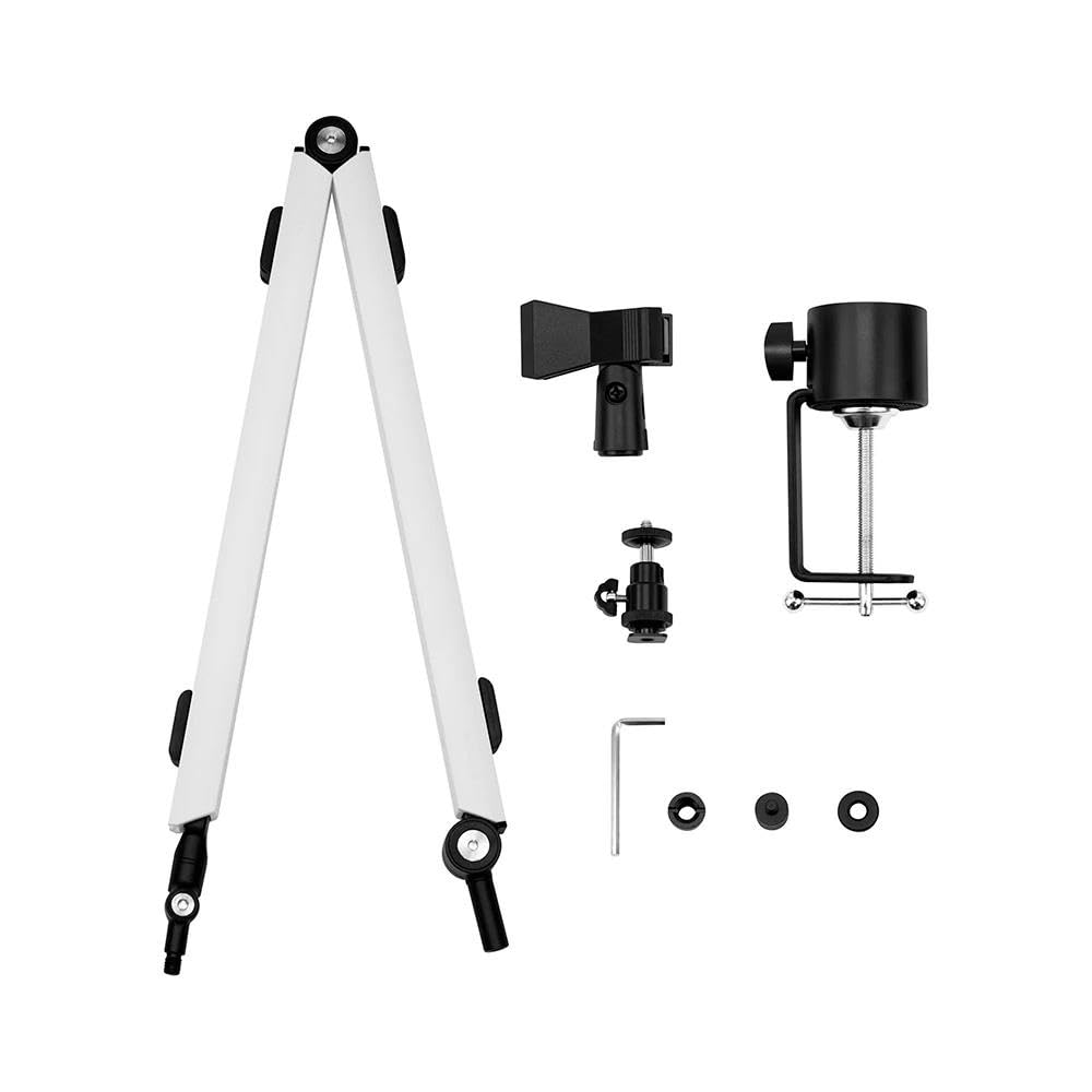 Streamplify MOUNT ARM Micrófono Streaming, Blanco | Micrófono streaming USB condensador con patrón cardioide, filtro pop y trípode, ideal podcast, gaming y YouTube