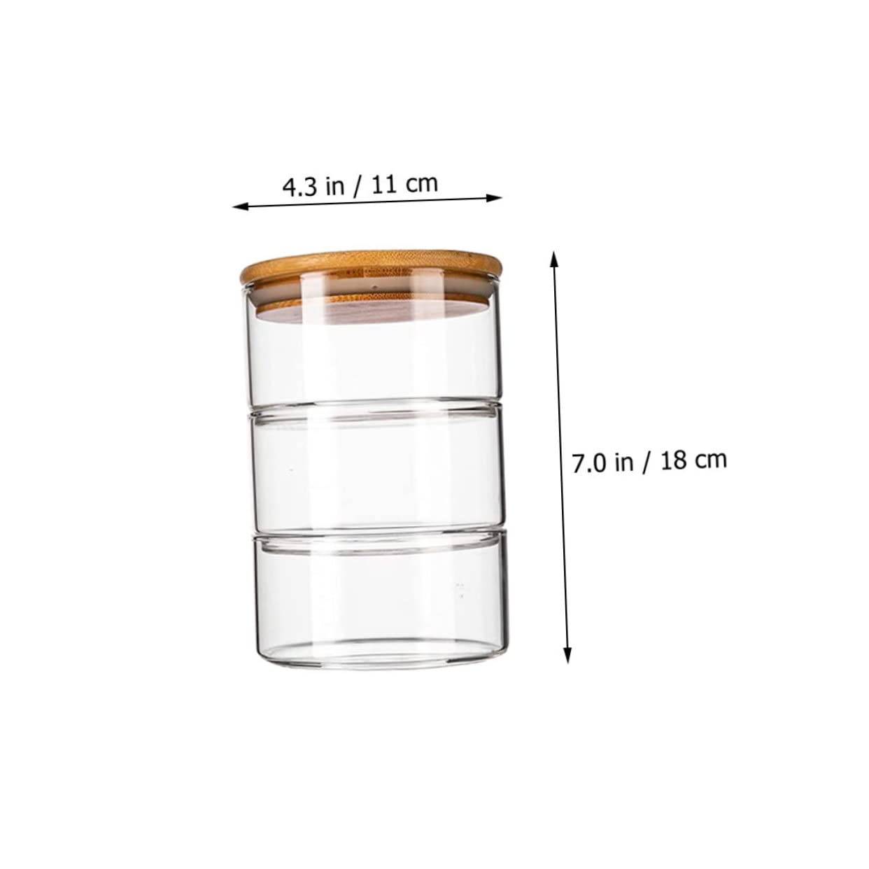 Luxshiny Transparente Glasschüssel mit Bambusdeckel Stapelbarer Kühlschrank Organizer Platzsparende Frischhalteschale für Obst und Salat Leicht zu Reinigen