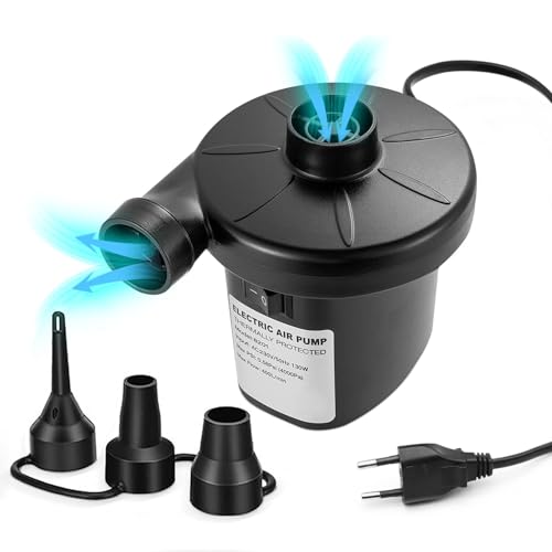 Image of Electric Air Pump, Electric Pump for Inflatables, 150W Pool Pumps, Portable Deflator Pumps with 3 Nozzles for Air Mattress, Swimming Ring | Black