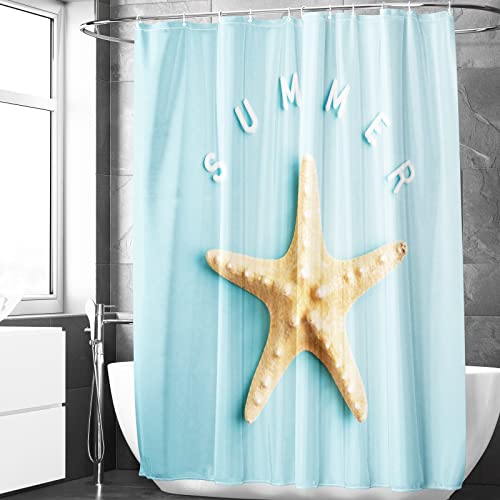 Berkin Arts Bathroom Shower Curtain Set 70x70 Inch Waterproof Polyester with Hooks Photorealism Starfish, Summer Time