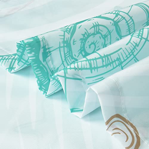 Ikfashoni Coastal Nautical Shower Curtain, Seashell Starfish Shower Curtain With 12 Hooks, Ocean Themed Marine Decor Bathroom Curtain, Beach Conch Shower Curtains For Bathroom, 69" X 70" Blue #TOP5