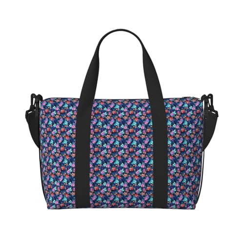 Sac de voyage cabine imprimé floral bleu grand volume pour adulte