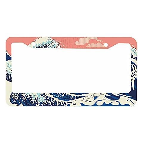 Nicokee Decorative License Plate Frame Great Ocean Waves Car Tag Frame Aluminum Auto License Plate Holder for Men Women Cover