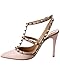VALENTINO Rockstud Caged 100 Leather Ankle Strap Pump, 37, Pink