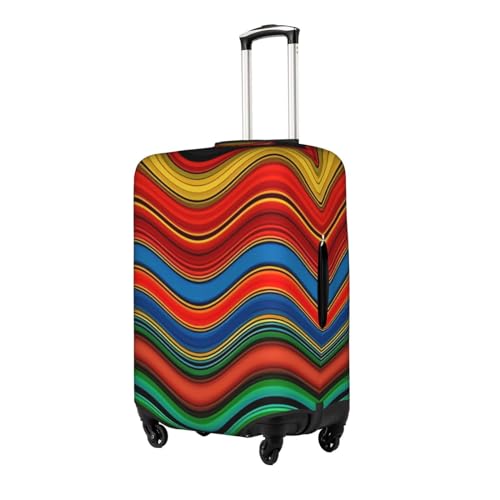 EdNeY Colorful Wavy Stripes Travel Luggage Cover Elastic Anti-scratch Suitcase Cover Protector Spandex Stretch Luggage Baggage Covers Fits 25-28 Inch Luggage,L2
