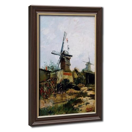 Impression sur toile moulins à vent Montmartre Van Gogh cadre suspendu salon 40x61