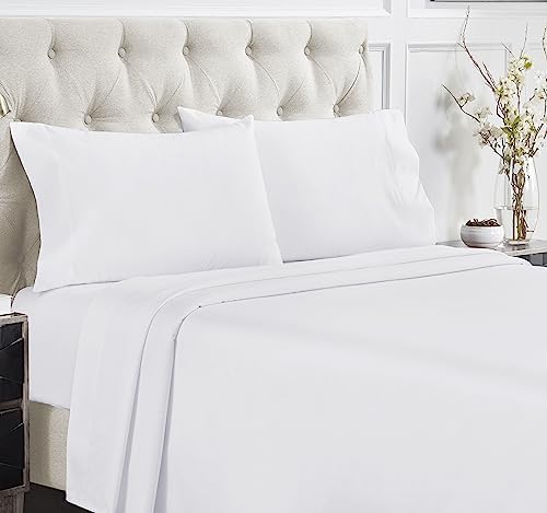 California Design Den Softest 100% Cotton Sheets, California King Sheet Set, 400 Thread Count Sateen, 4 Pc Bed Sheet Set, Deep Pocket Sheets, Cooling Sheets, Cal King Sheets (White)