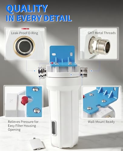 Image of 4-Stage RV Water Filter with Visible Cartridge Life Window 7K Gal Capacity