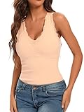 Thermal Lace Tank Top Sleeveless V Neck Lace Cami Fleece Lined Underwear for Women Thermal Shapewear...