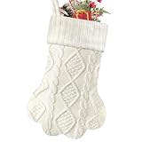 Malier Christmas Stocking for Dogs Cats, Knit White Dog Christmas Stocking, Paw Shape Pet Christmas Stocking Large Cat Stockings Hanging Stocking for Dogs Cats Pets (White)