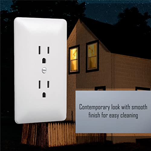 Image of TayMac MW2000W Masque 2000 Series 1-Gang Nonmetallic Decorator Style Duplex Cover-Up Wall Plate, White 5 Count (Pack of 10)