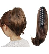 12'' Ponytail Extensions Short Curly Ponytail Claw Clip Synthetic Hairpieces Wig Extensions Invis...