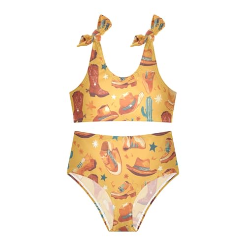 KLL Seamless Cowboy Western Boots Hat Girl Two Piece Bikini Sets Scoop Neck Beach Swimwear Bathing Suit3