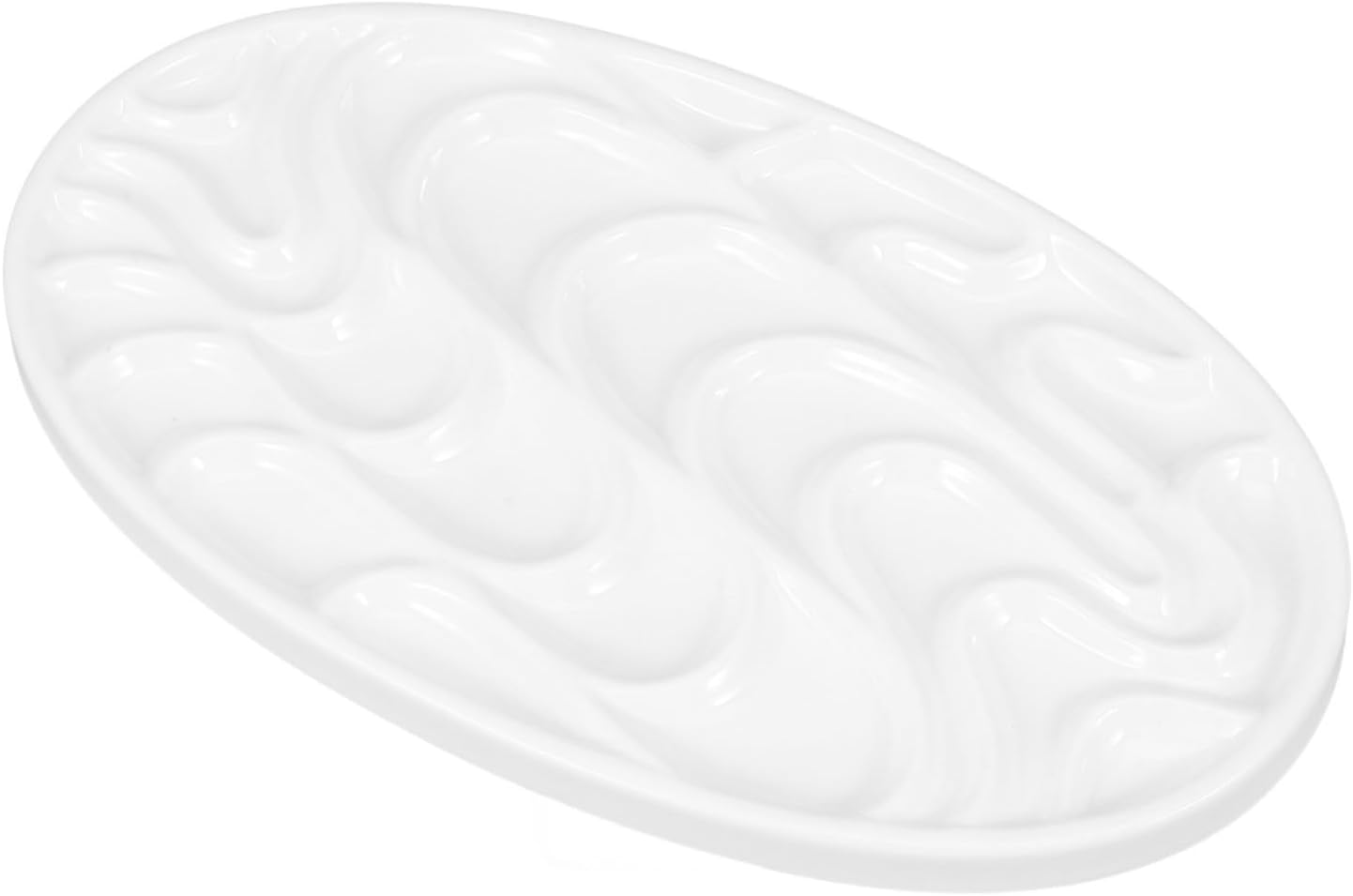 White Oval Thickened Imitation Porcelain Paint Palette for Watercolor Artists, White Watercolor Mixing Tray Suitable for Travel and Studio Use
