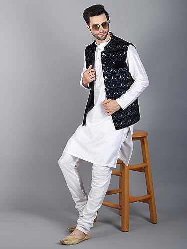 Image of Uri and MacKenzie Men's Silk Blend Kurta Pajama with Designer Ethnic Nehru Jacket /Modi Jacket