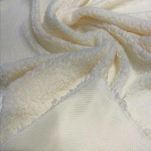 Luxurious Creamy White Sherpa Plush Fleece Fabric – Premium Softness by the Yard 4 Luxurious Creamy White Sherpa Plush Fleece Fabric – Premium Softness by the Yard - Image 3