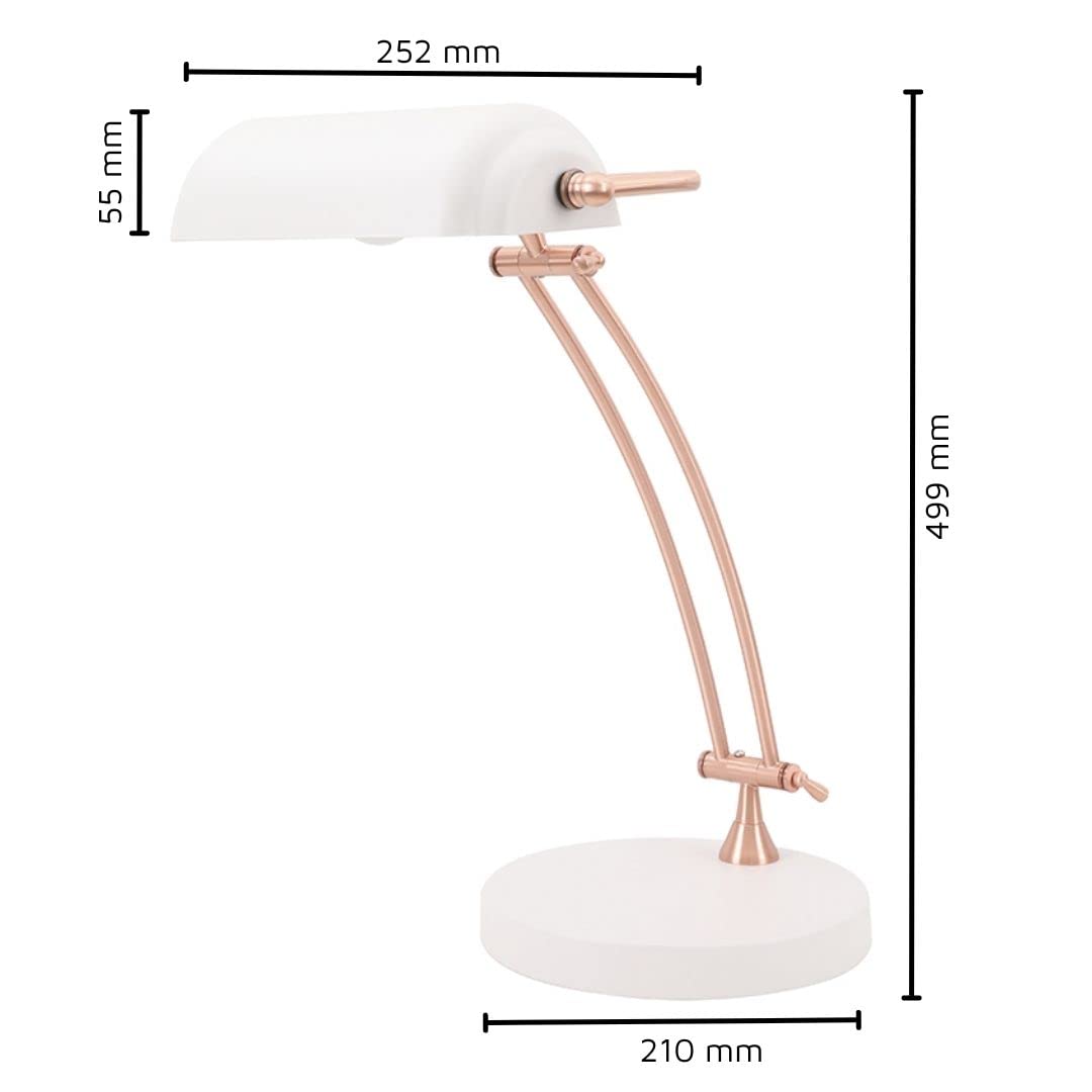 F BRIGHT Lámpara de Escritorio Tipo Banquero Abatible Diseño Metálico (Blanco)