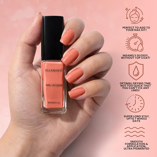 Image of MAPLE Vegan Nail Polish Warm Medium Brown Color | Long Lasting Chip Resistant Formula | Quick Dry Glossy Finish | Non Toxic & Cruelty Free Nail Paint for Women | 10 ml