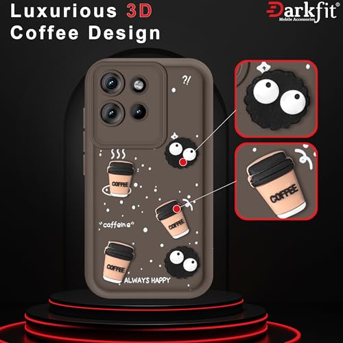 Image of Back Case Cover Compatible with Motorola Edge 50 Neo | Cute Fun Cartoon Ball 3D Coffee Silicone Case | Body Protection | Camera Protection | Shock Proof | Color Brown | Pack of 1