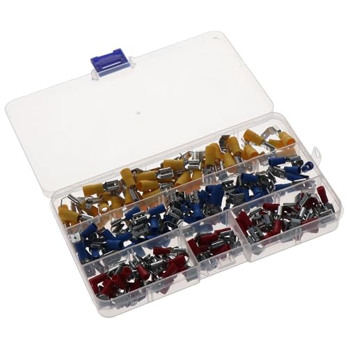 AllGIFT 50PCS Piggyback Spade Connectors,Semi-Insulated Piggy Back Spade,Heat Shrink Piggyback Spade Connectors,Quick Disconnect Piggyback Spade Crimp Terminals Assortment Kit